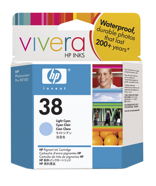 Obrzek - HP 38 Svtle azurov pigmentov inkoustov kazeta sinkoustem Vivera