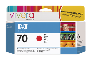 Obrzek - HP 70 erven inkoustov kazeta, 130 ml, sinkoustem Vivera