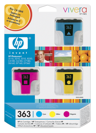 Obrzek - HP Photosm.3110/D7x60, 3-ink. pack CMY (No.363) 