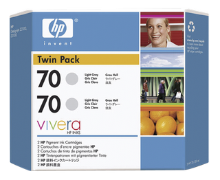 Obrzek - HP 70 Svtle ed inkoustov kazeta, 130 ml, s inkoustem Vivera, dvojit balen
