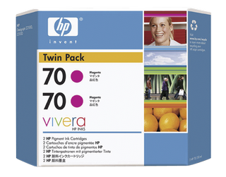 Obrzek - HP 70 Purpurov inkoustov kazeta, 130 ml, s inkoustem Vivera, dvojit balen