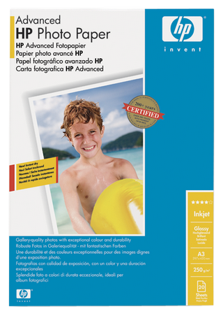 Obrzek - Zdokonalen leskl fotografick papr HP Advanced Glossy Photo Paper 250g/m?, A3/297x420mm, 20list