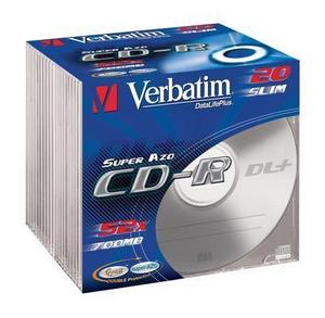 Obrázek - CD-R Verbatim DLP,700MB,52x,Crystal Slim,20pk