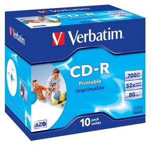 Obrázek - CD-R Verbatim,700MB,52x,Printable Jewel,43325,10pk