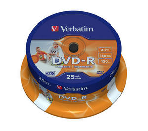 Obrzek - DVD-R Verbatim4,7GB,16x,25-Spindle Printable,43538