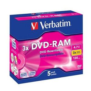 Obrzek - DVD-RAM Verbatim 4,7GB,3x,Jewel,43450,5pk